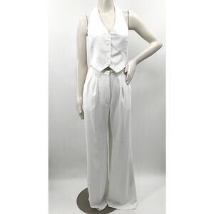 Amanda Uprichard White Button-Front Jumpsuit